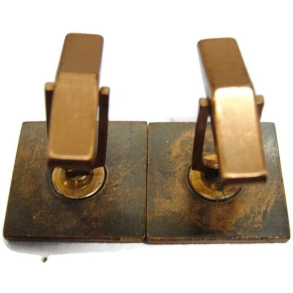 Modernist Copper Cufflinks Square Shirt Accessories Wedding Pat Pending Vintage - Picture 11 of 12